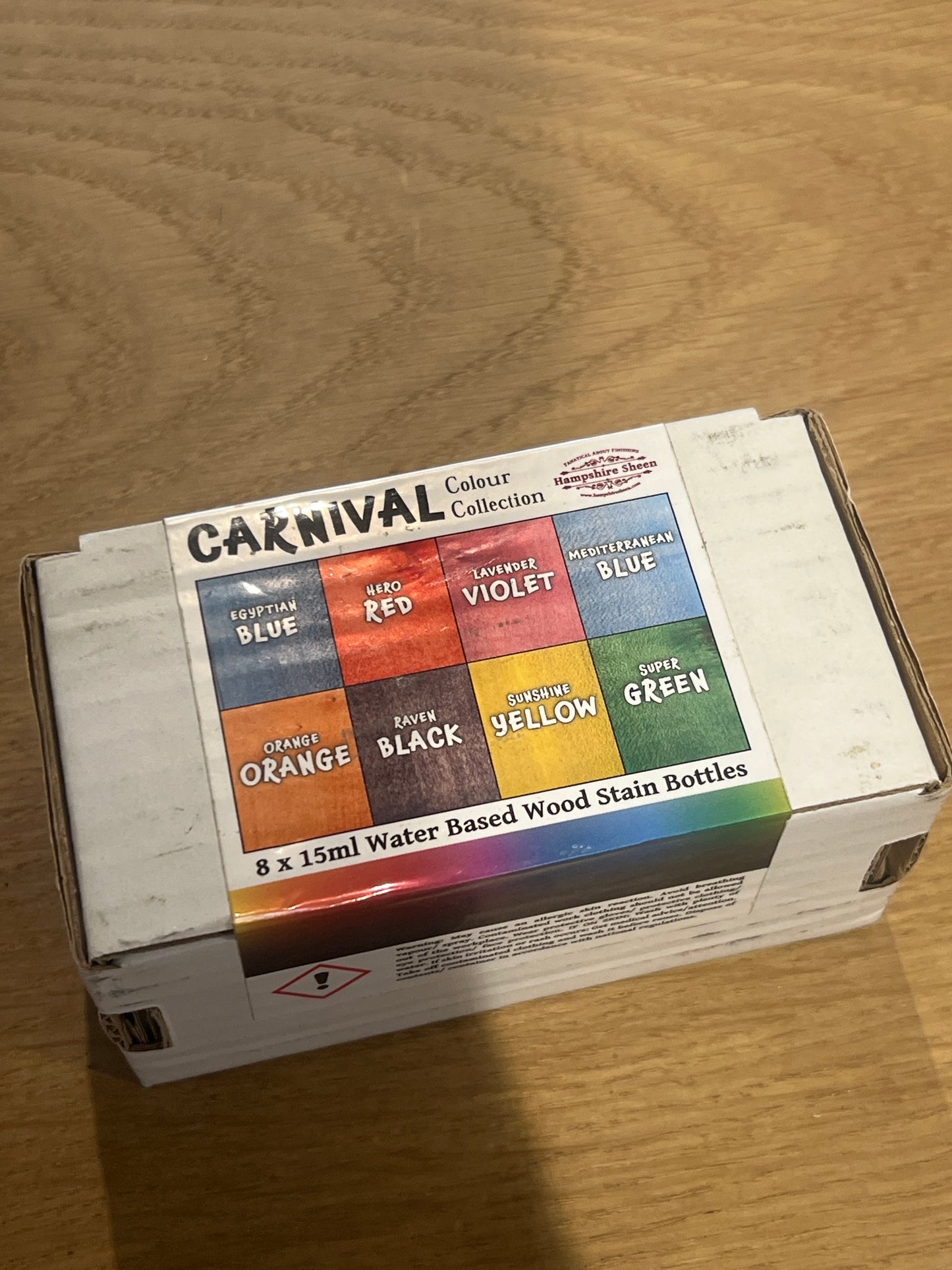 Hampshire Sheen Carnival Colours Wood Stain Sample Set – 8 x 15ml