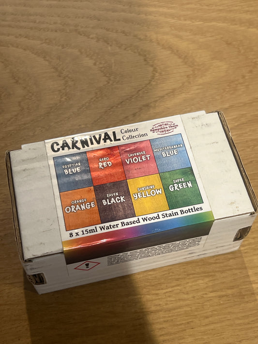 Hampshire Sheen Carnival Colours Wood Stain Sample Set – 8 x 15ml