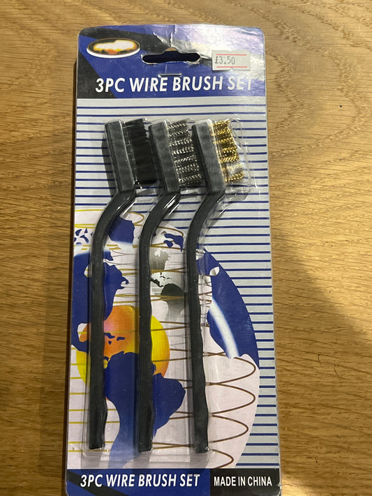 3-Piece Mini Wire Brush Set – Nylon, Steel & Brass